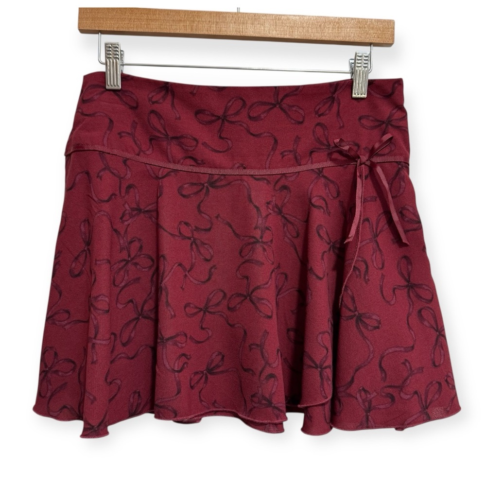 Aeropostale Bow Print Ribbon Drop Waist Mini Skort Skirt